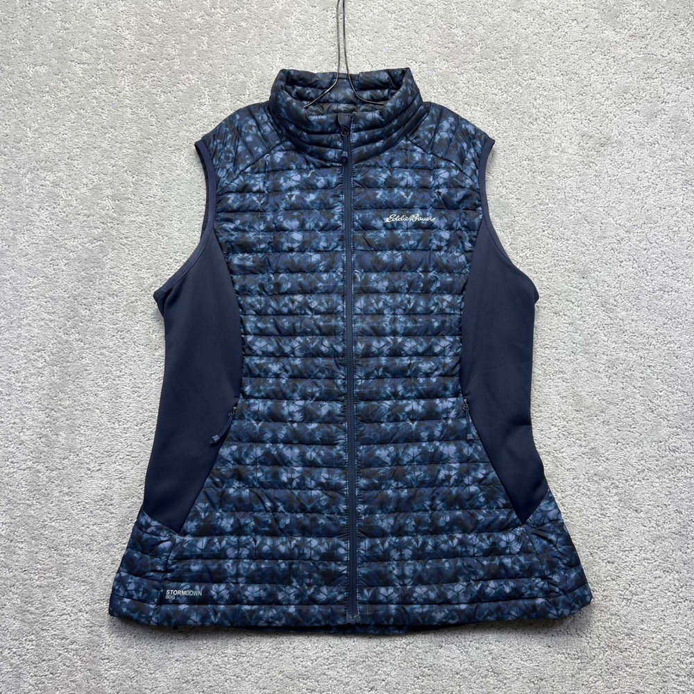 Eddie Bauer First Ascent Puffer Vest Womens L Blue StormDown 800 Pertex Quantum